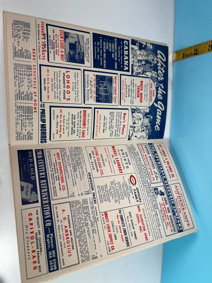 1952 Cincinnati Reds Baseball Program vs Braves Unscored HIGH GRADE!!🔥 - Image 4 of 4