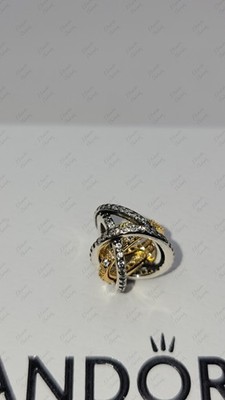 Authentic PANDORA Gold Plated Sparkling Crossover Star Charm 763590C01 w/Box D65