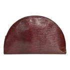 Vergani Vintage Half-Moon Extyra Large Clutch Burgundy Lizard-Embossed Leather