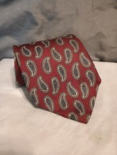 Vintage 90s Ferrel Reed Mens Silk Neck Tie Burgundy Paisley 59" Long 3 3/4" Wide
