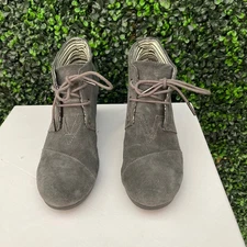 TOMS, Grey Suede Leather Wedge Booties, Women’s Size 11