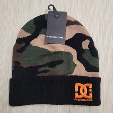 MENS DC SHOES BLACK/GREEN CAMO CUFFED BEANIE HAT CAP ONE SIZE