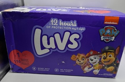 Luvs Sz 1 Diapers 116 Count Nickelodeon Paw Patrol Sealed Box Packs RARE 8-14 lb