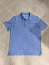 Jim Nantz by Vineyard Vines Ble Floral Performance Golf Polo Shirt sz Large