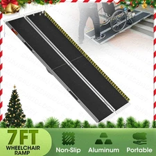 7FT Portable Home Multi-Fold Wheelchair Ramp Anti-Slip Aluminum Steps 800 LBS