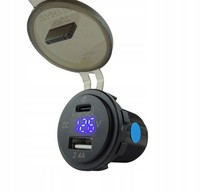 Usb A+C Charger Socket With Voltmeter 12-24V IP66 Fast Charging