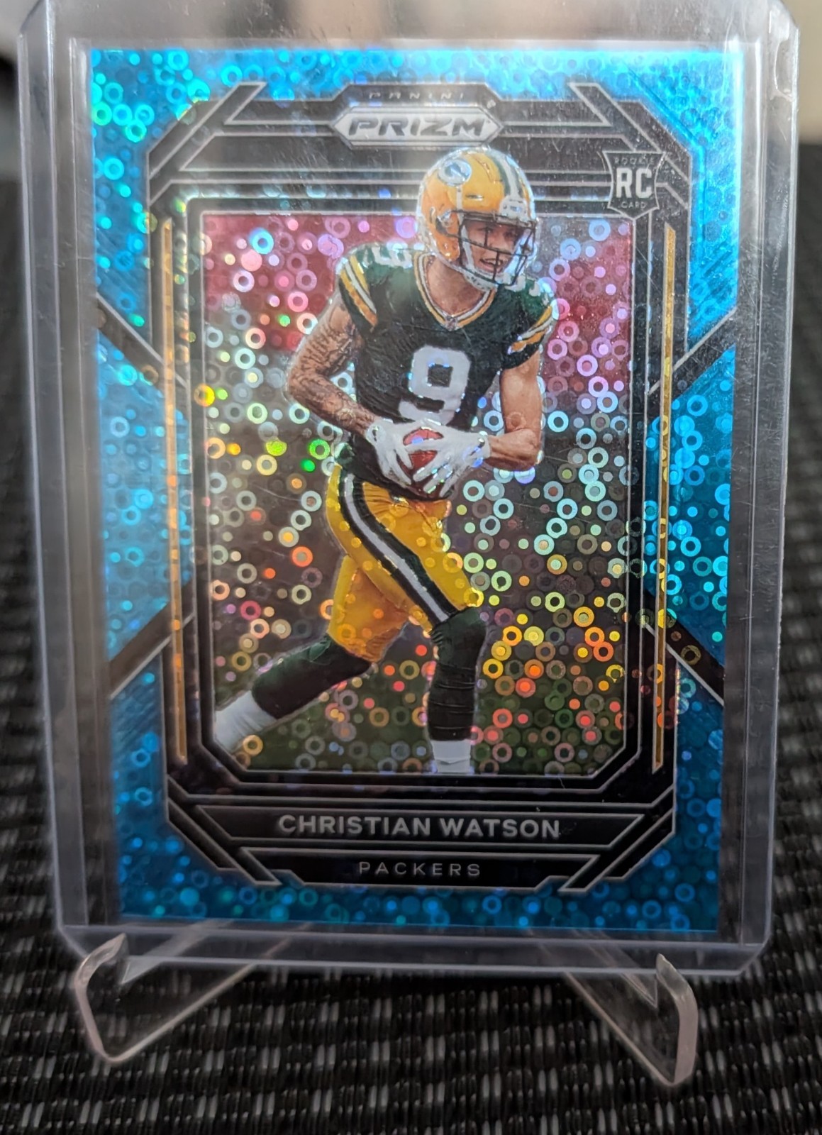 2022 Panini Prizm No Huddle Blue Disco #314 Rookie Christian Watson RC /79