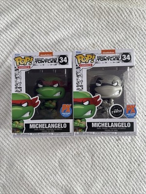 Funko Pop! TMNT B&W 34 Michelango Chase PX Exclusive Set Bundle