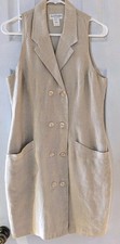 Ann Taylor Linen Beige Sleeveless Dtress W/Collar. Inner Lining. Career Women 8.