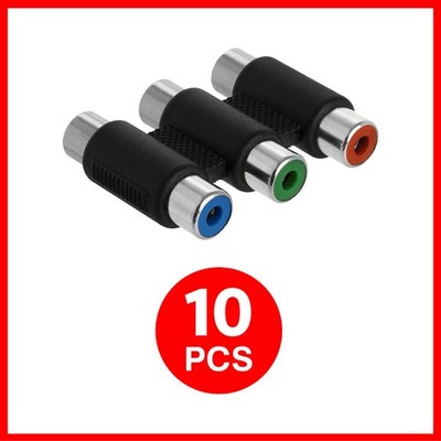 10x 3 RCA Coupler Component Video Cable Extender F to F Connector Joiner Adapter