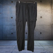 WXYZ Los Angeles Black Jogger Pants Mens S Utility Cargo Drawstring Cotton Blend