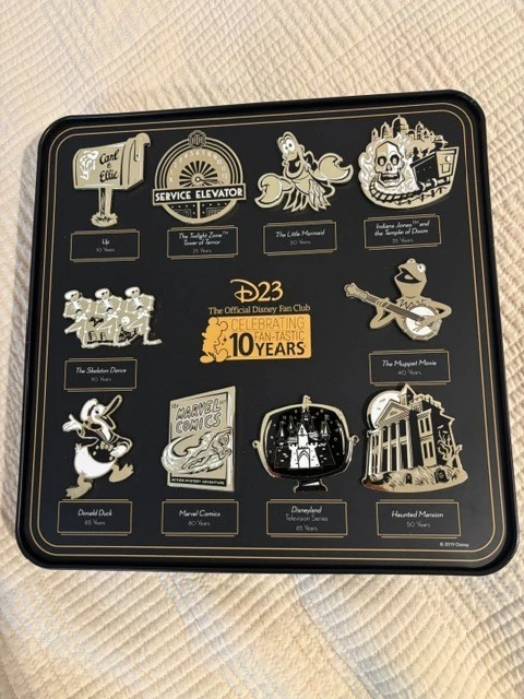 D23 The Official Disney Fan Club Celebrating 10 Fan-Tastic Years Pin Set