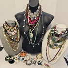 5 Lbs Mixed Jewelry Lot Wearable Vintage Modern Gold Silver Tone Costume