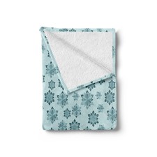 Teal Soft Flannel Fleece Throw Blanket Ornate Winter Snowflakes