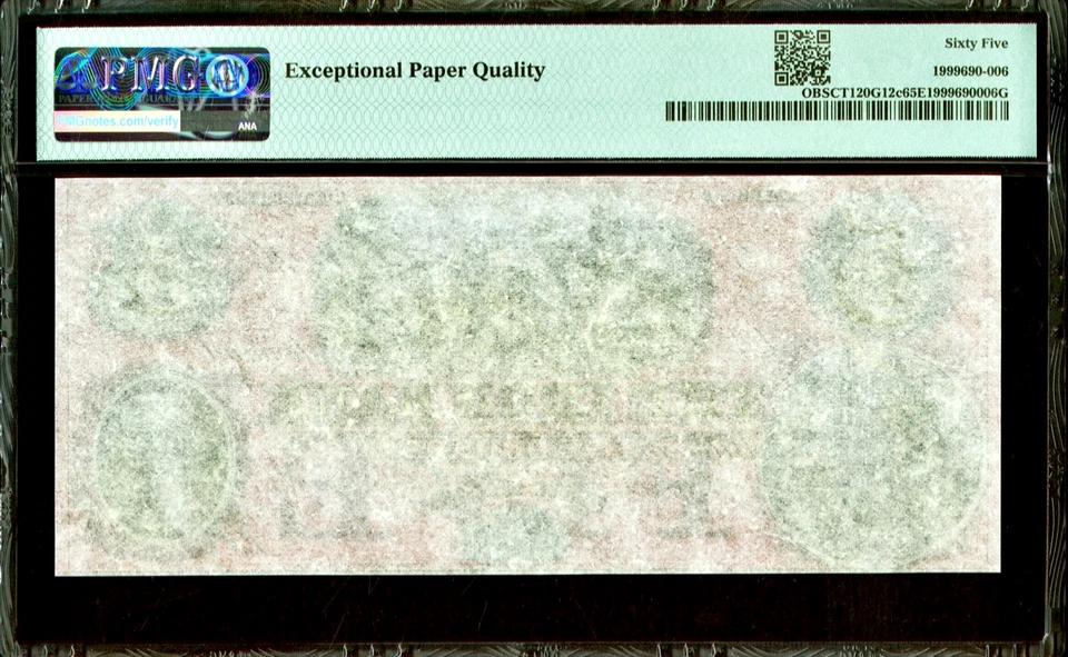 1850-1860’s Falls Village CT The Iron Bank $5 Obsolete Banknote G12c PMG 65EPQ - Image 2 of 2