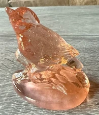 Vintage Mosser Peach Bird Glass Figurine 3"