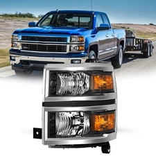 Halogen Headlight For 2014-2015 Chevy Silverado 1500 Headlamp Driver Left Side