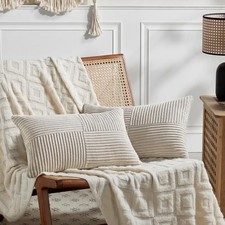 2 Packs Lumbar Decorative Throw Pillow 28" x 16" Pack of 2 Neutral Taupe