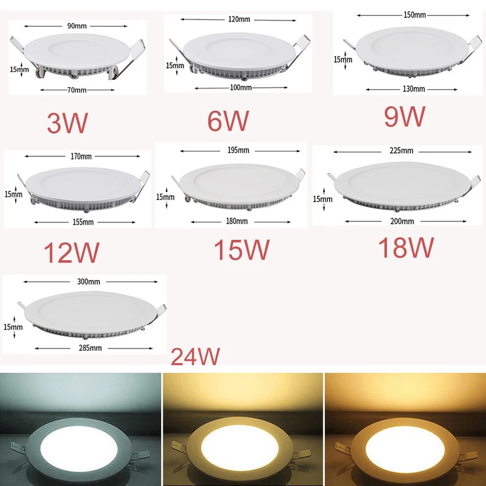 3W 6W 9W 12W 15W 18W 24W LED Recessed Ceiling Flat Panel Down Light Ultra slim - Image 4 of 4
