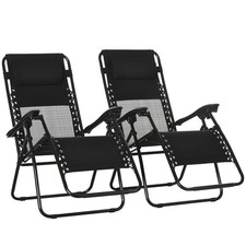 Image of Outsunny Garden Recliner Chairs Set of 2, Outdoor Foldable Zero Gravity Chairs