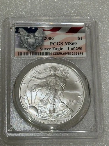 2006 Silver Eagle PCGS MS69 ~~ Rare Eagle Emblem Flag Label ~~ Pristine ~~ (154)