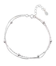 Armband Armkette doppelt Kugeln 925 Silber Plattiert Damen Schmuck