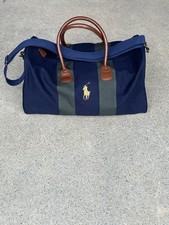 Polo Ralph Lauren Navy Blue Canvas Leather Du...