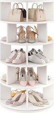 Rotating Shoe Rack, 5 & 6 Tiers Wood 360°Spinning Shoe Rack Tower for 20 Pairs