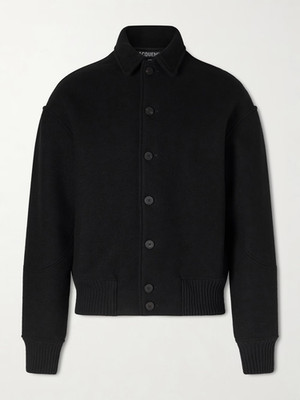 JACQUEMUS Feltro Wool-Felt Bomber Jacket, Black, IT 50 (L)