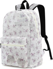 Mesh School Backpack for Girls Women, 2PCS See through Net Bookbag with Pouch Ba