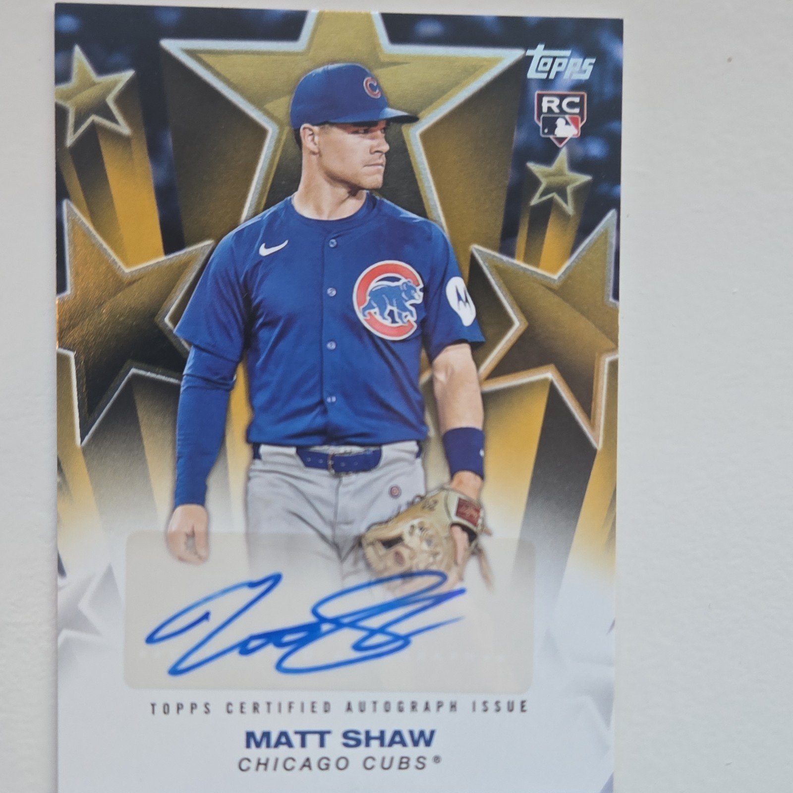 2025 Topps Chrome Sapphire Rookie Autograph Gold Matt Shaw Cubs RA-MS /50