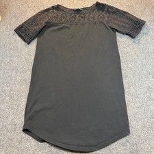 Lauren Ralph Lauren Black Eyelet Yoke Short Sleeve Mini Shirt Dress Women Small