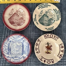 WESTWARD HO RODEO WALLACE CHINA ASH TRAY COWBOY & BUCKING BRONCO And Three =(4)