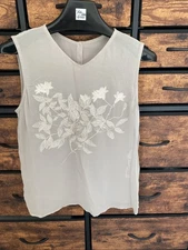 Women’s Max Studio Sheer Embroidered Taupe Tank Top NWT Size S