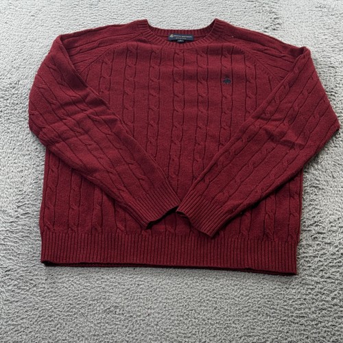 Brooks Brothers Maglione Uomo Grande Lana Merino Filato Italiano Maglia Pullover Rosso - Foto 2 di 10