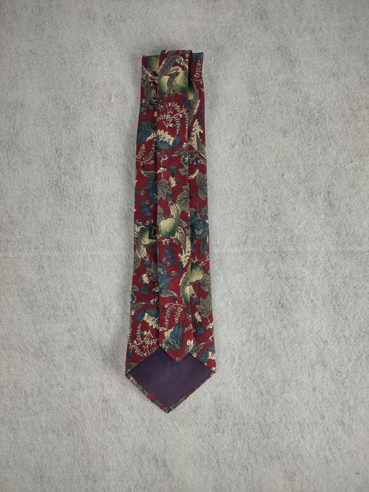 Corbata Domani Para Hombre Borgoña, Azul, Gris Verde, Patrón Floral 100% Seda Italiana Foto 3 de 4