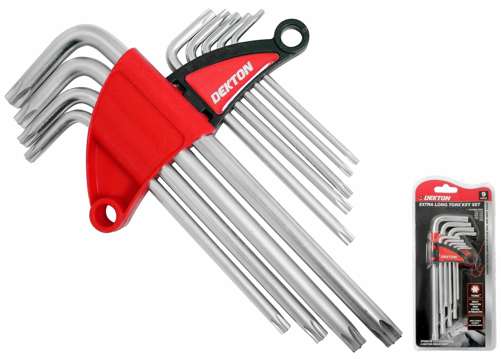 Dekton Long Star Torx Allen Key Security Wrench Set  T10 - T50 9 Pc Keys