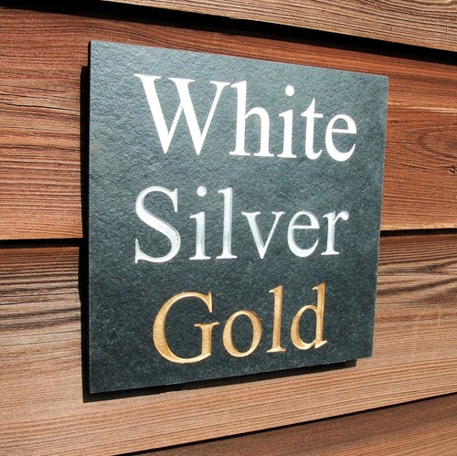 Graviertes Naturschiefer Haus Türschild Name Nummer Plakette Gold Silber oder Weiß - Bild 6 von 6