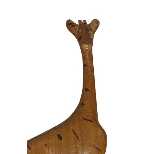 Vintage Hand carved Teak Wood Folk Art Giraffe Cute freestanding 8" - Picture 8 of 9