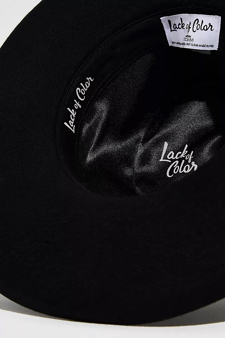 NWT FREE PEOPLE LACK OF COLOR MELODIC FEDORA HAT IN BLACK Sz  display picture 3