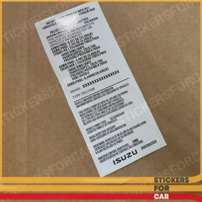 ⋆izuizu⋆ ISUZU VIN ID TAG Custom Decal Sticker 8982882920 | eBay
