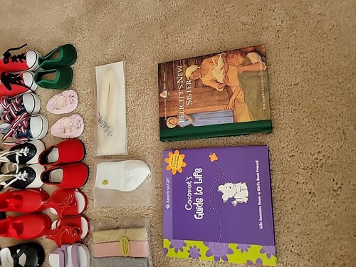 American Girl Doll Shoes Boots Taps Slipper Sneakers Etc 13 Pairs & Accessories - Picture 11 of 12