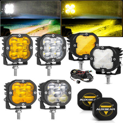 AUXBEAM 3''inch Led Work Light Ditch Pods Amber White Fog Driving Head Lamp