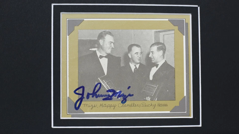 Johnny Mize Signed Framed 16x20 Photo Set JSA Yankees - Image 2 of 2