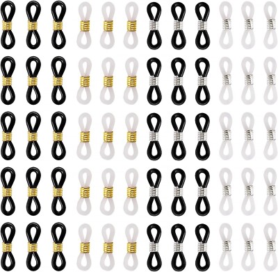 100 PCS Eyeglass Chain Ends Adjustable Spring Rubber Ends Connectors For Glasses