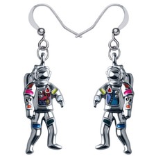 Enamel Alloy Cute Astronaut Spaceman Earrings Dangle Novelty Jewelry Charm Gifts