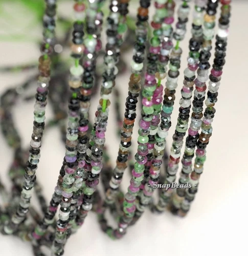 3X2MM RUBINO ZOISITE PIETRA PREZIOSA GRADO B RONDELLE SFACCETTATE 3X2MM PERLINE SFUSE 16inch - Foto 1 di 1