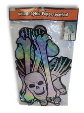 New 5 Foot Holographic Paper Jointed Skeleton Cutout Halloween Decoration