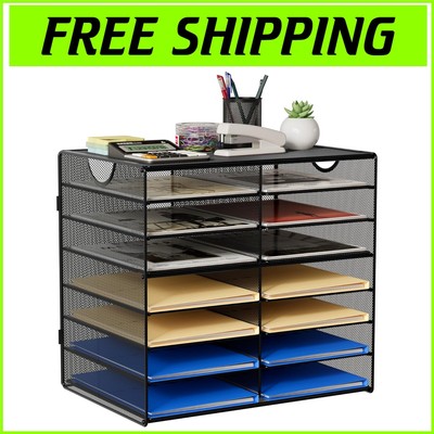 Compact 14-Slot Desk Organizer with Quick-Scan Mesh Design - Indoor & Office Use