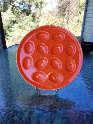 FIESTA 11.1" EGG TRAY PLATE PLATTER poppy orange NEW